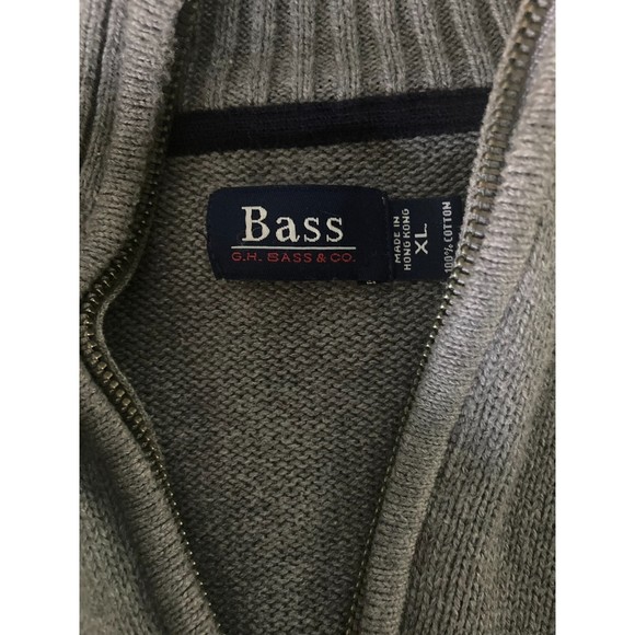 GH Bass & Co men's gray cotton 1/4 zip ribbed cotton sweater size x-large - Picture 2 of 4